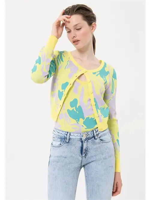 FRACOMINA CHANEL CARDIGAN MULTICOLORLIGHTYELL 53371946