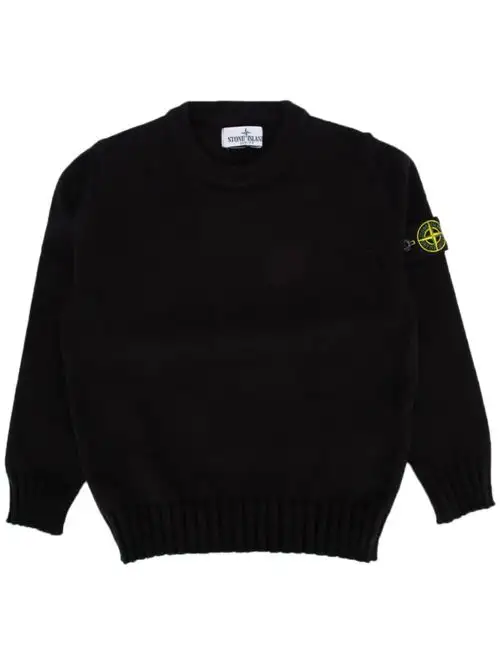 STONE ISLAND JUNIOR Maglione Girocollo In Cotone Bianco 52403526