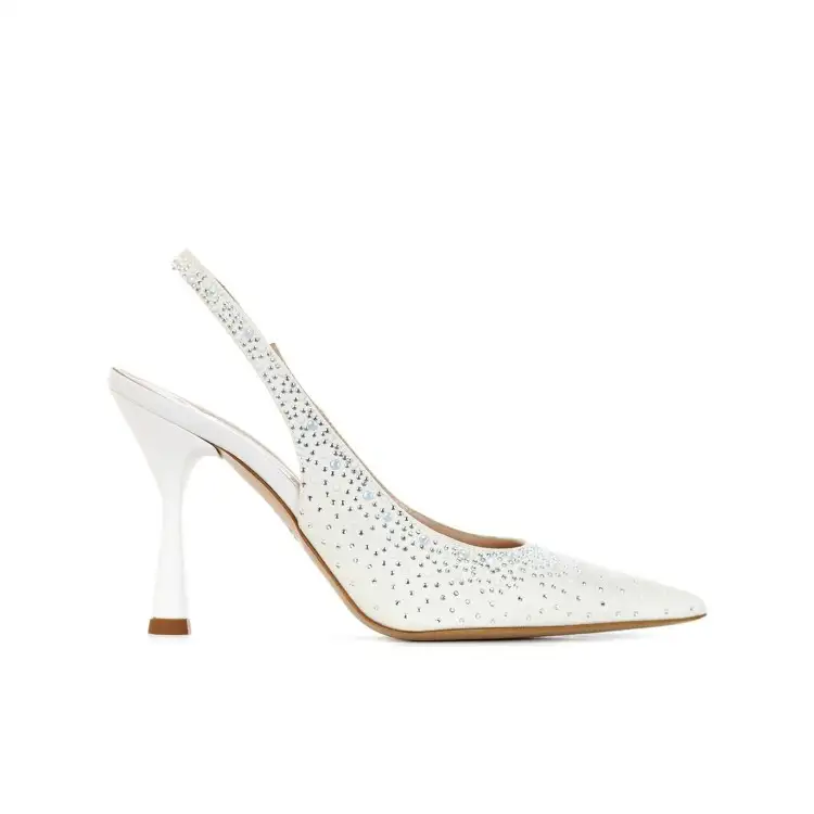 Tiffi G53 90G Decollete Slingback Gioiello Tacco Alto 10 cm Gilda Bianco