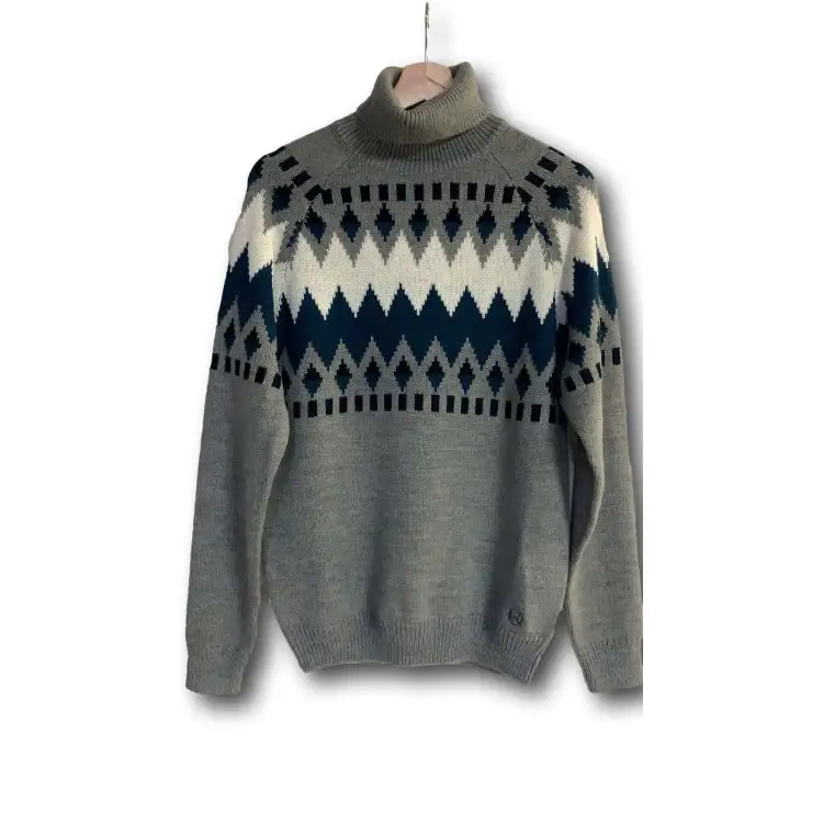 Urban Ring UR10072 Maglione Uomo Dolcevita Jacquared Grigio