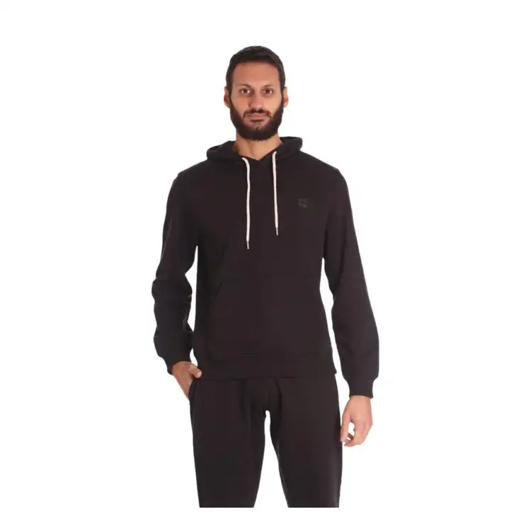 Urban Ring UR712002 Felpa Uomo in Cotone Felpato con Cappuccio Nero