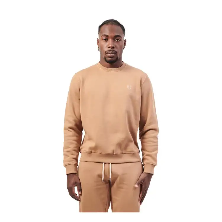 Urban Ring UR712003 Felpa Basic Uomo in Cotone Felpato Girocollo Cammello