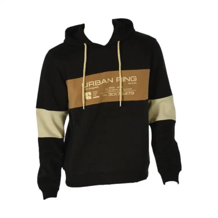 Urban Ring UR712020 HOODIE COLOR BLOCK Felpa Uomo Con Cappuccio Nero
