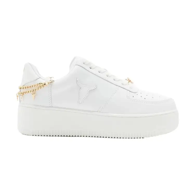 Windsor Smith Remember Leather Sneakers Donna Platform White Gold
