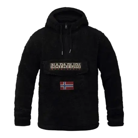 Napapijri Felpa con Cappuccio Burgee Mezza Zip Nero