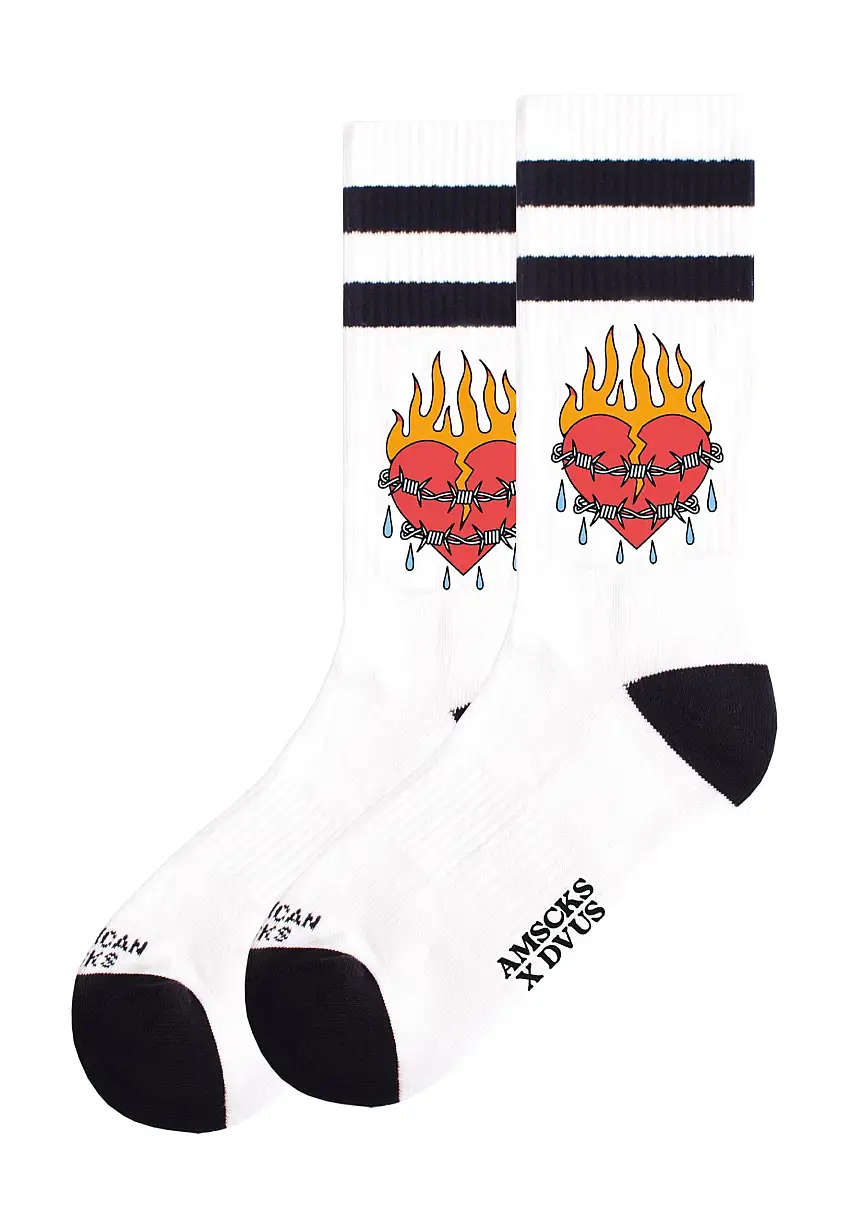 American Socks - United Hearts Mid High White - Calzini