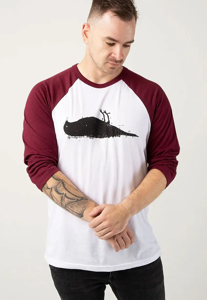 Atticus - Bird Baseball White/Maroon - T-Shirt a maniche lunghe