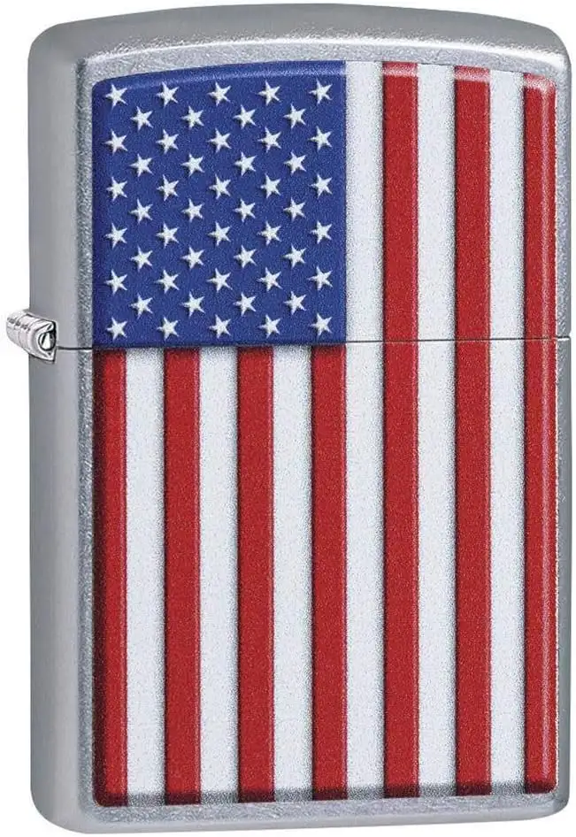 Zippo accendino Antivento Ricaricabile Made In Usa Argento FLAG