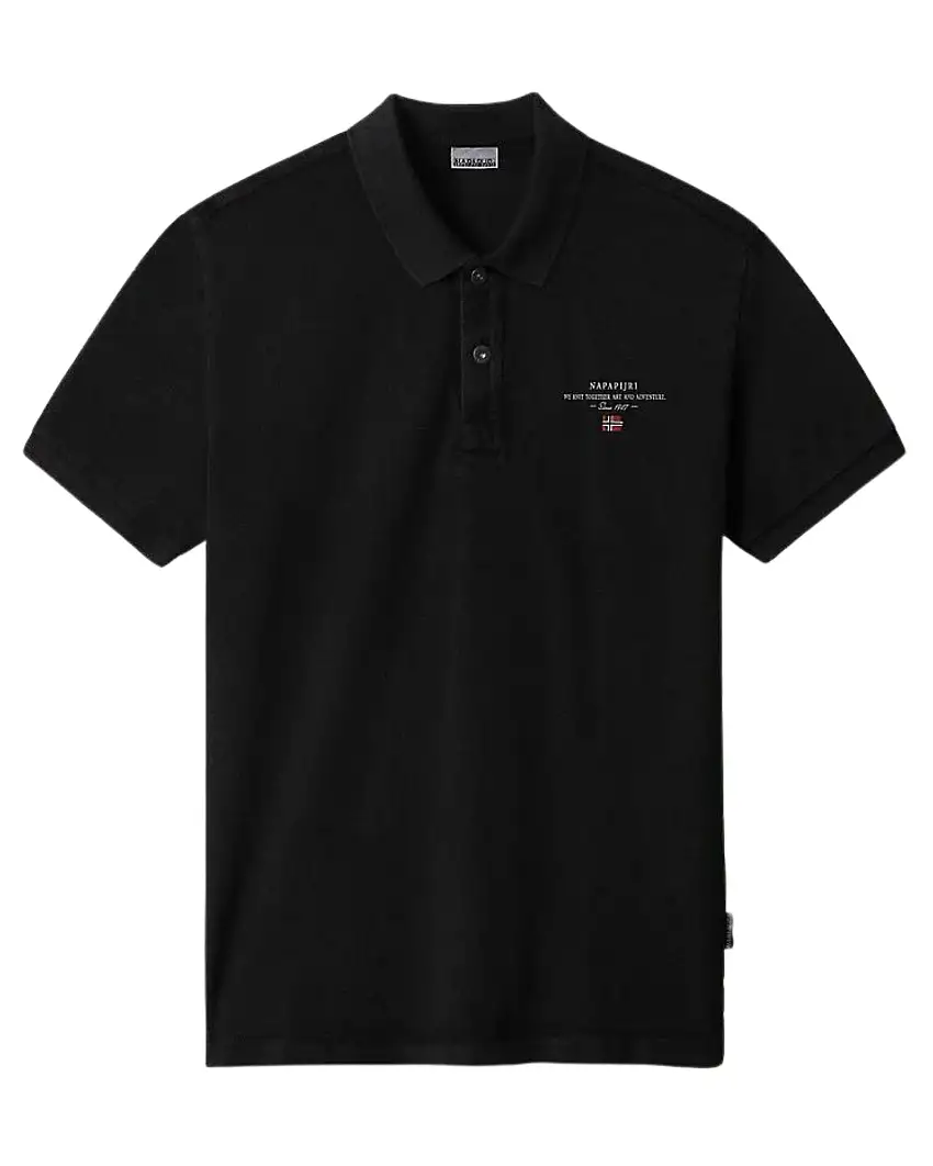 Napapijri Polo Elbas Manica Corta di Cotone Nero