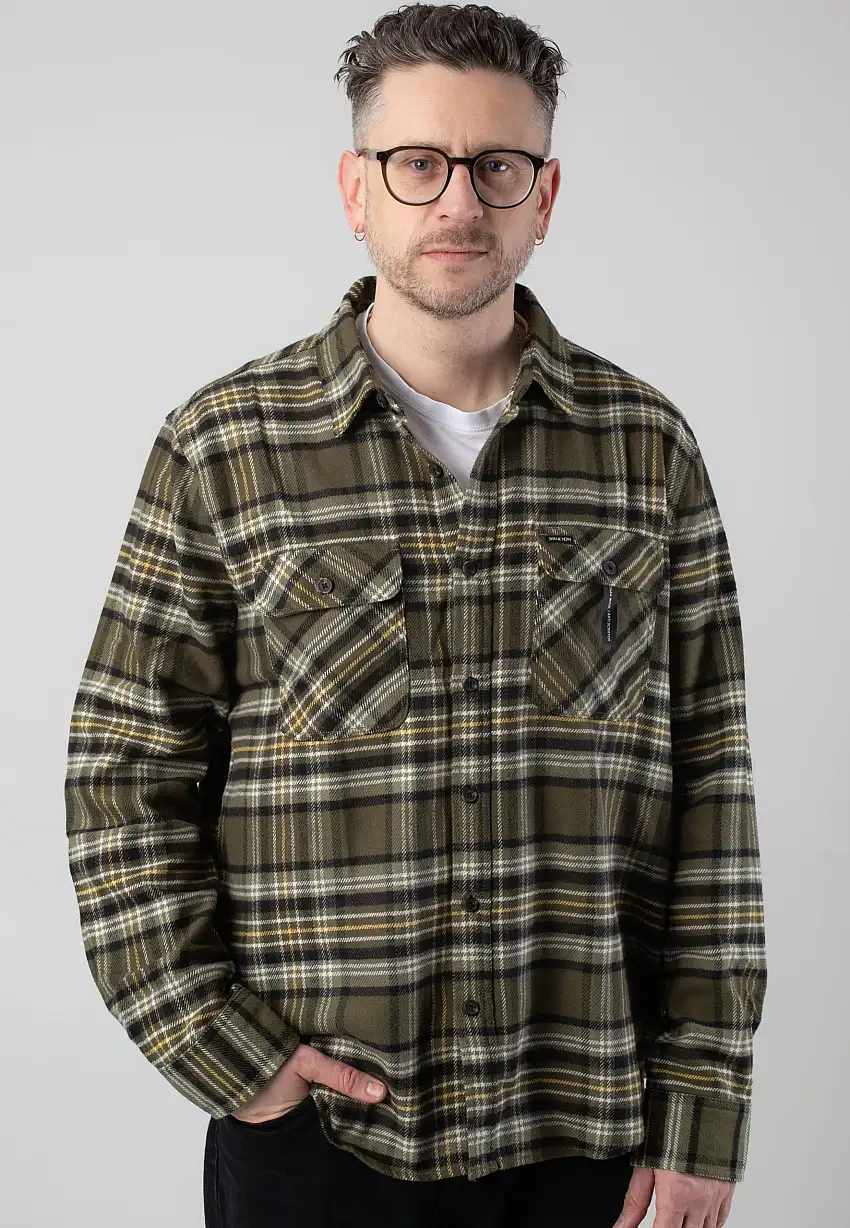 Brixton - Bowery Flannel Ivy Green/Olive Surplus/Black - Camicia