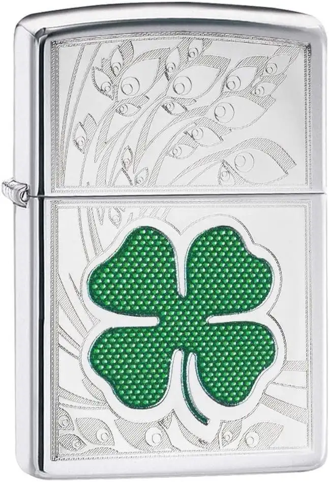Zippo accendino Antivento Ricaricabile Made In Usa Lucky Fortuna Argento 24699