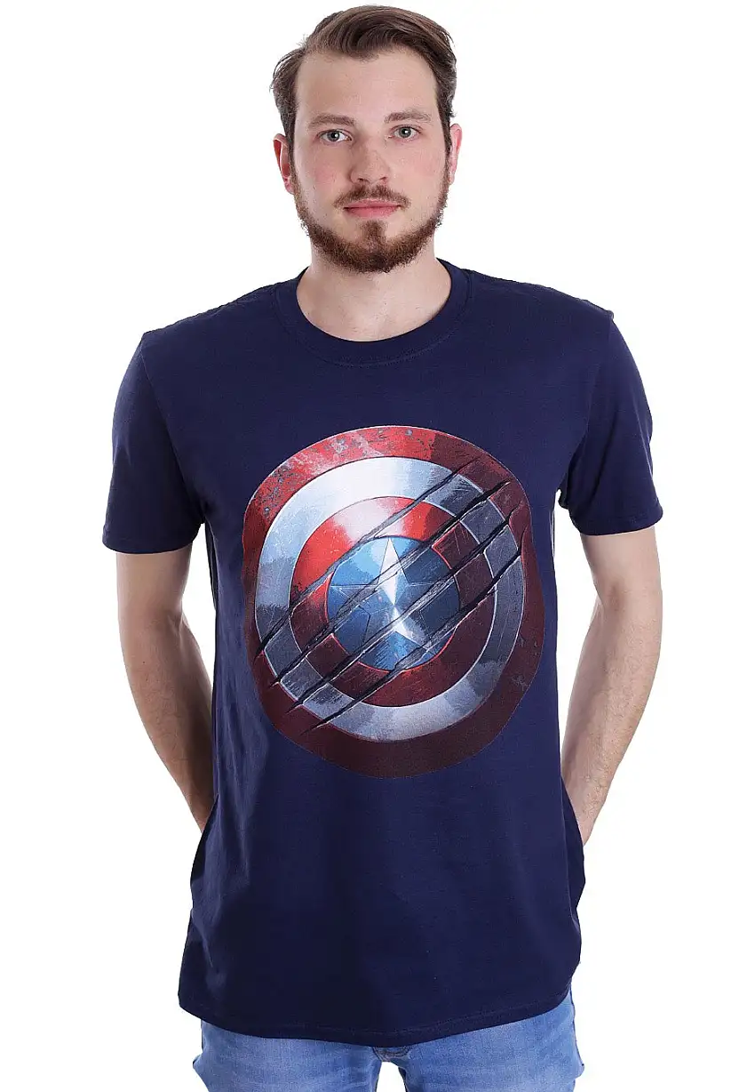Captain America - Clawed Shield Navy - T-Shirt