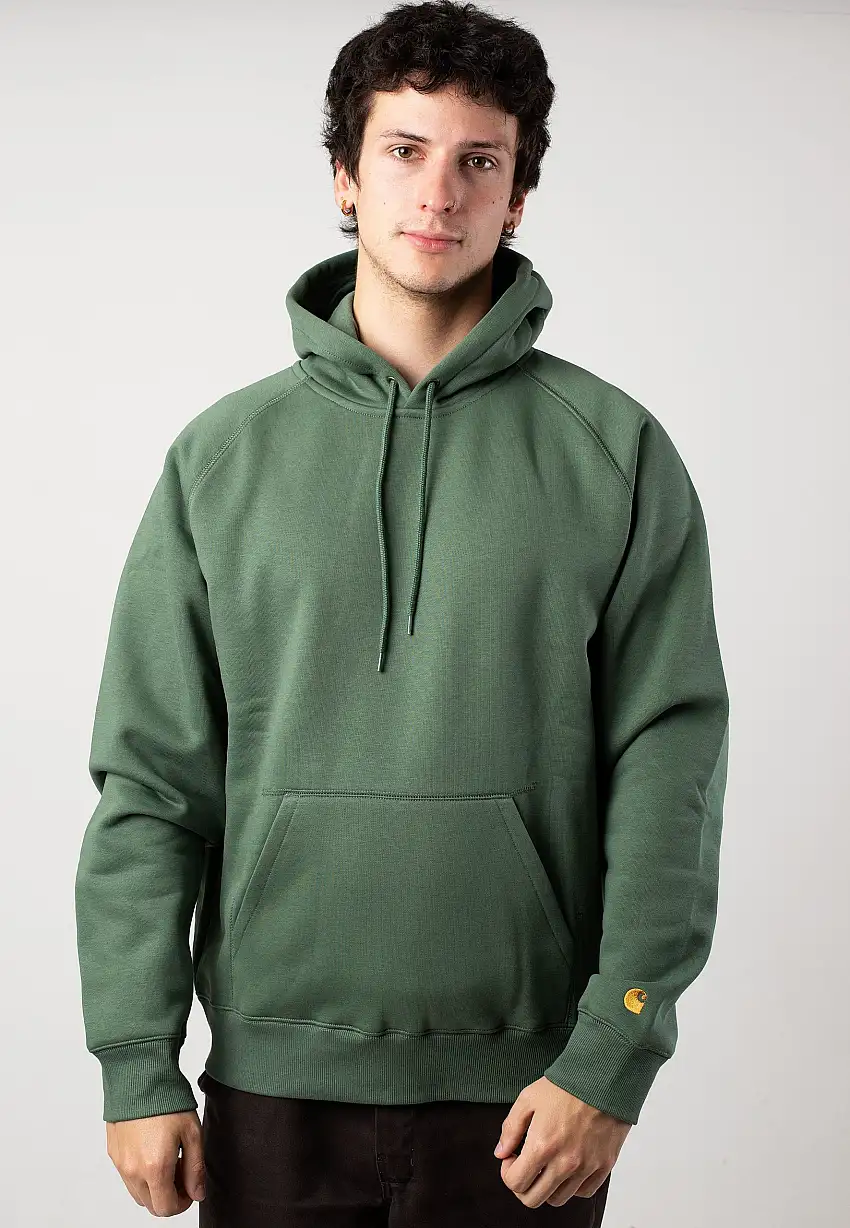 Carhartt WIP - Hooded Chase Duck Green/Gold - Felpa con cappuccio