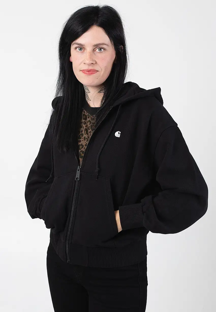 Carhartt WIP - W' Hooded Casey Black/Silver - Felpa con zip