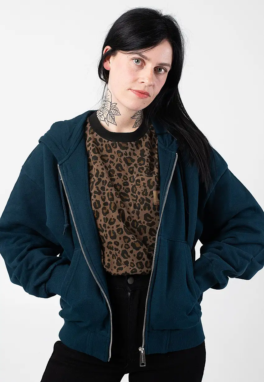 Carhartt WIP - W' Hooded Casey Duck Blue/Silver - Felpa con zip