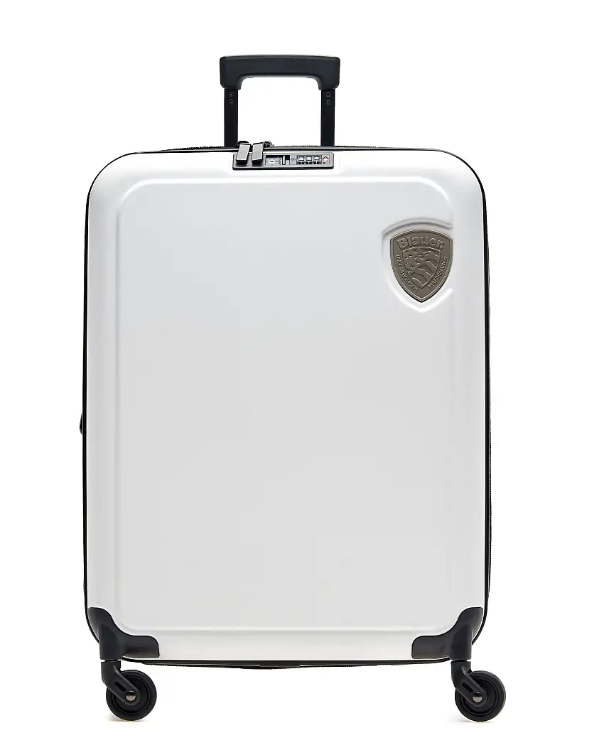Blauer Trolley Cabina con Logo Bianco
