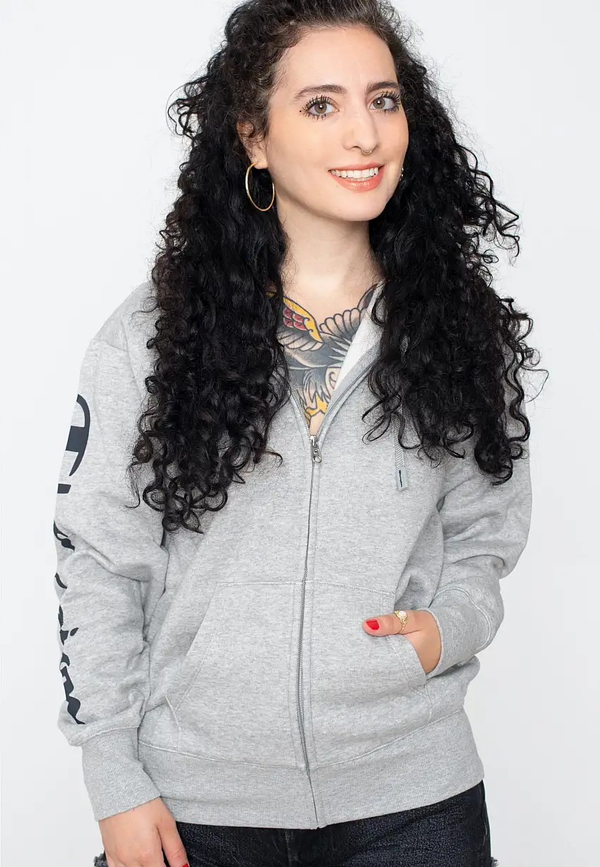 Champion - Hooded Full Zip Gray Melange Light - Felpa con zip