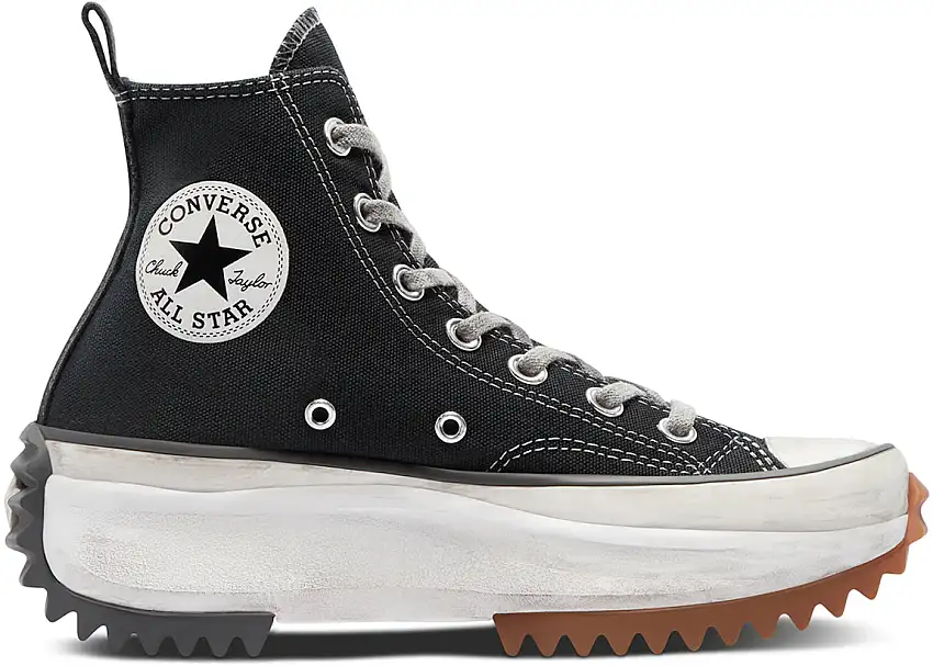 Converse Run Star Hike Hi Black White Gum Distressed