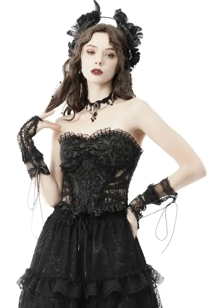 Dark In Love - Gothic Hollow Out Sexy Jacquard Black - Corsetto