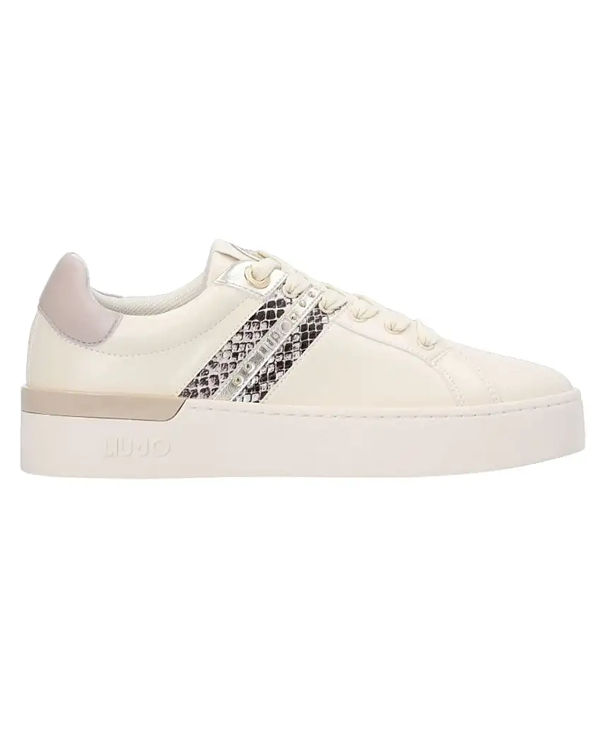 Liu Jo Sneakers Glitter Borchie Pitone Beige Pelle