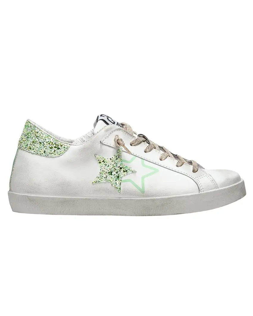 2star Sneaker Low Con Dettagli In Glitter Bianco Donna