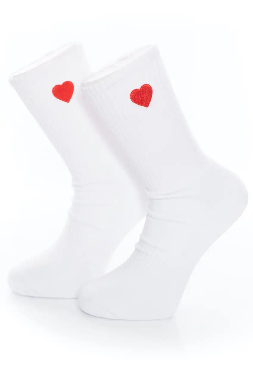 Dancitee - Heart Embroidery White - Calzini