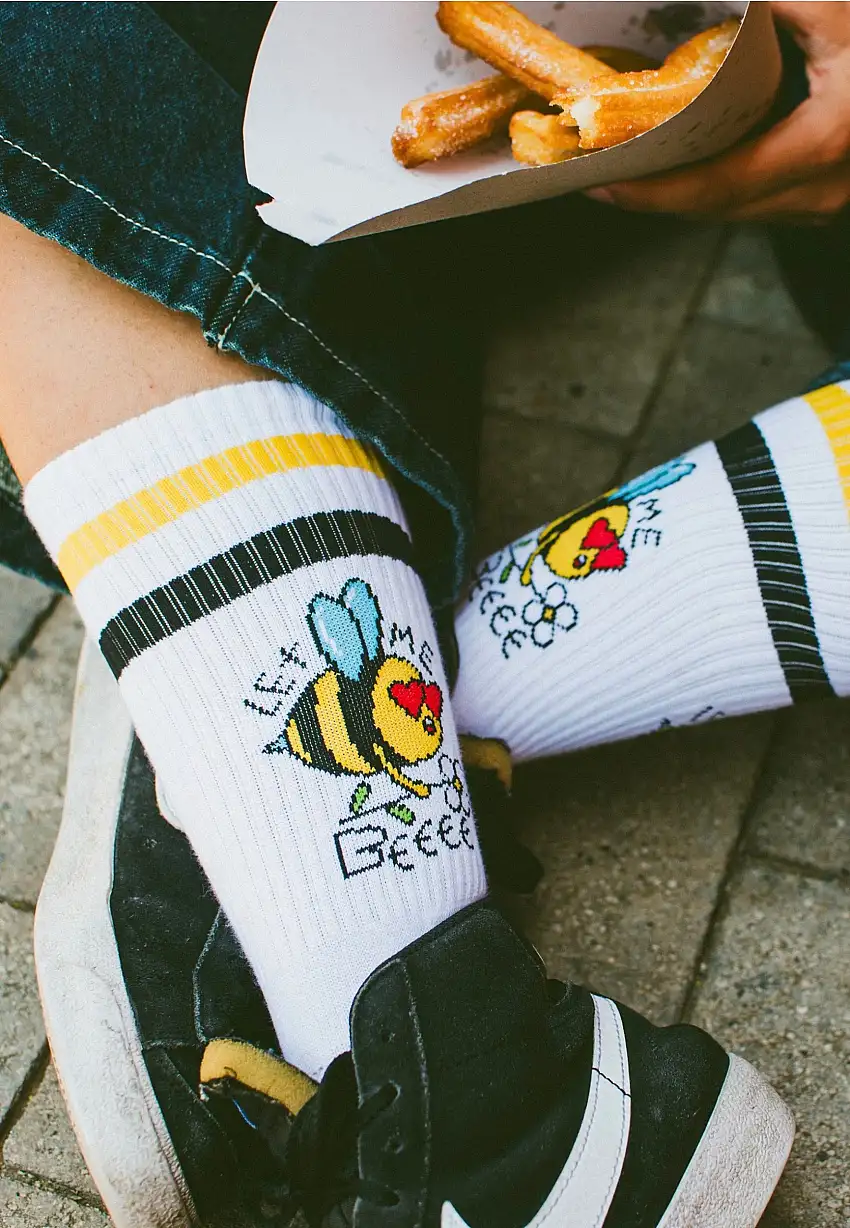 American Socks - Let me Bee Mid High White - Calzini