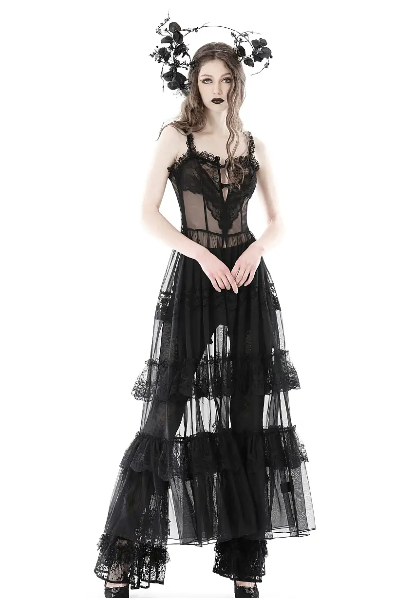 Dark In Love - Gothic Sexy Transparent Hearted Layer Lace Mesh Black - Vestito