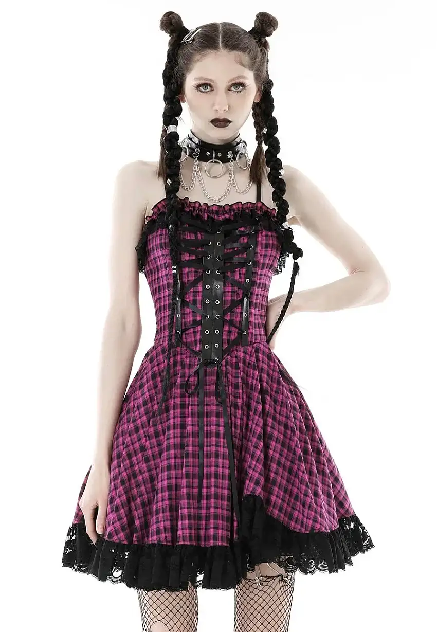 Dark In Love - Rebel Pink Check Sweet Cool Pink - Vestito