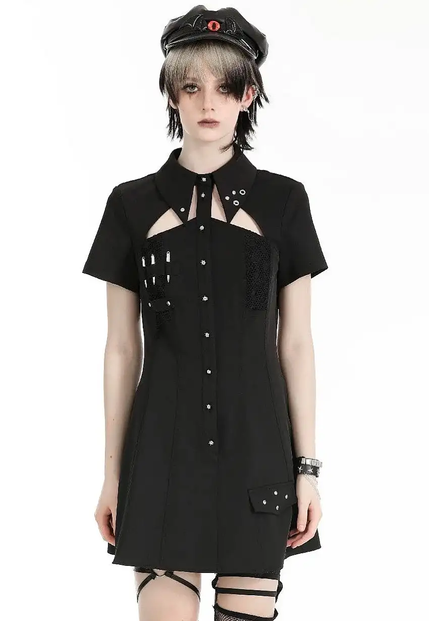 Dark In Love - Military Gothic Black - Vestito