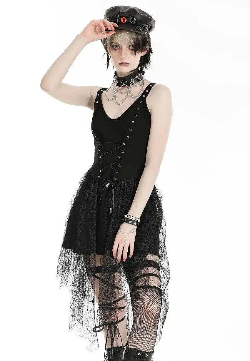 Dark In Love - Spider Web With Metal Pentagrams Black - Vestito
