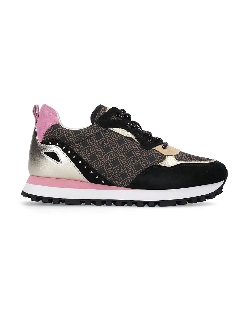Liu Jo Sneakers Wonder 35 in Pelle/Tessuto Tecnico Nero/Marrone