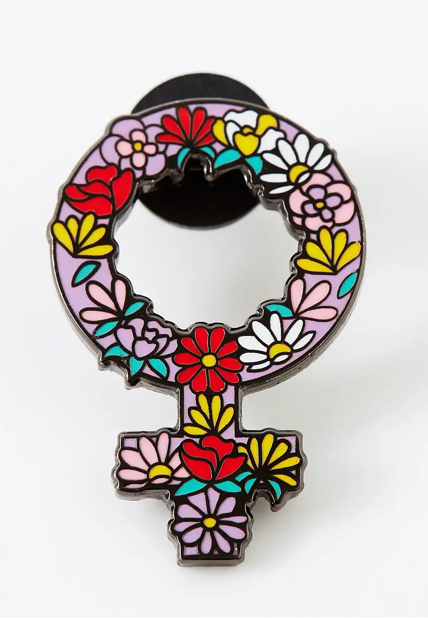 Punky Pins - I Am Female Floral Enamel - Pin