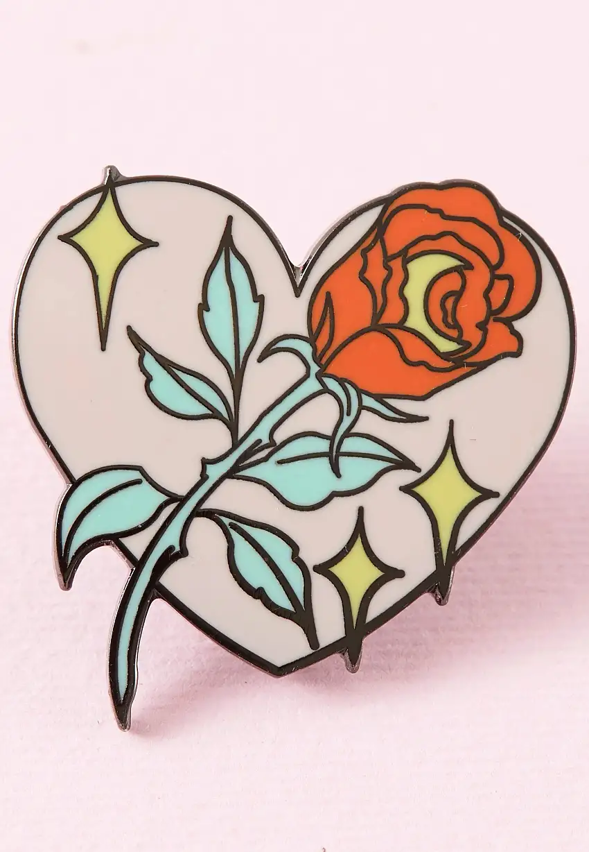 Punky Pins - Rose In Heart Enamel - Pin