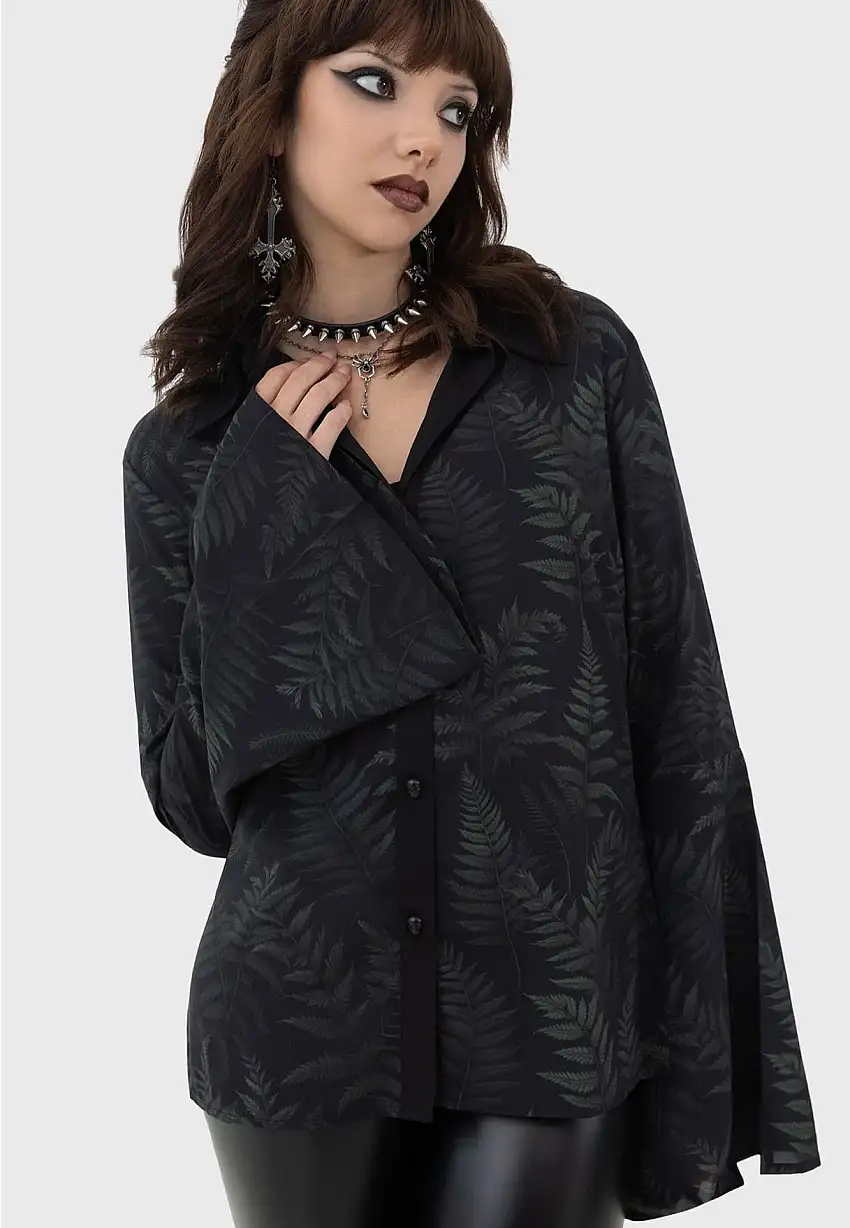 Killstar - Equinoxx Shirt Black/Green - Camicetta