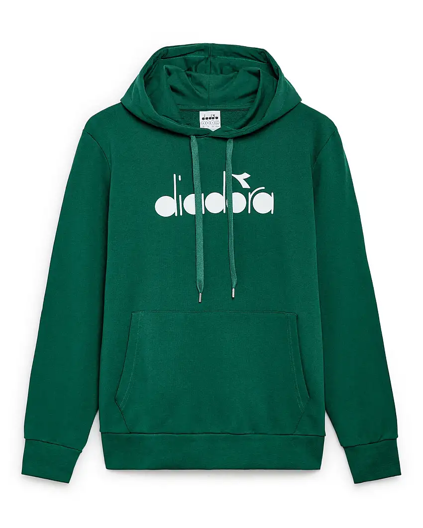 Diadora Felpa con Cappuccio Logo Big Cotone Verde 180663