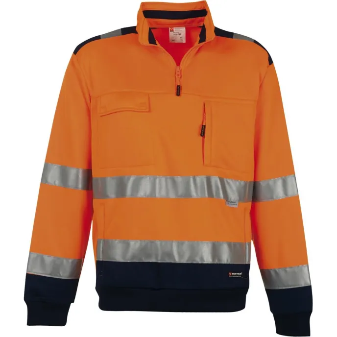 Felpa bicolore zip corta da lavoro Alta Visibilità Multitasche Payper Vision