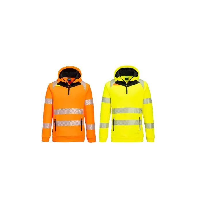 Felpa da Lavoro DX4 Alta Visibilità con Capuccio Mezza Zip Portwest DX482