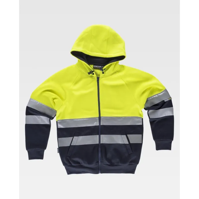 Felpa da Lavoro Zip Lunga con Cappuccio Alta Visibilità C9036 - Workteam