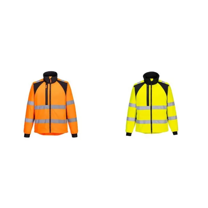 Giacca da Lavoro Alta Visibilità Impermeabile Multitasche Antivento Zip Intera Portwest CD875