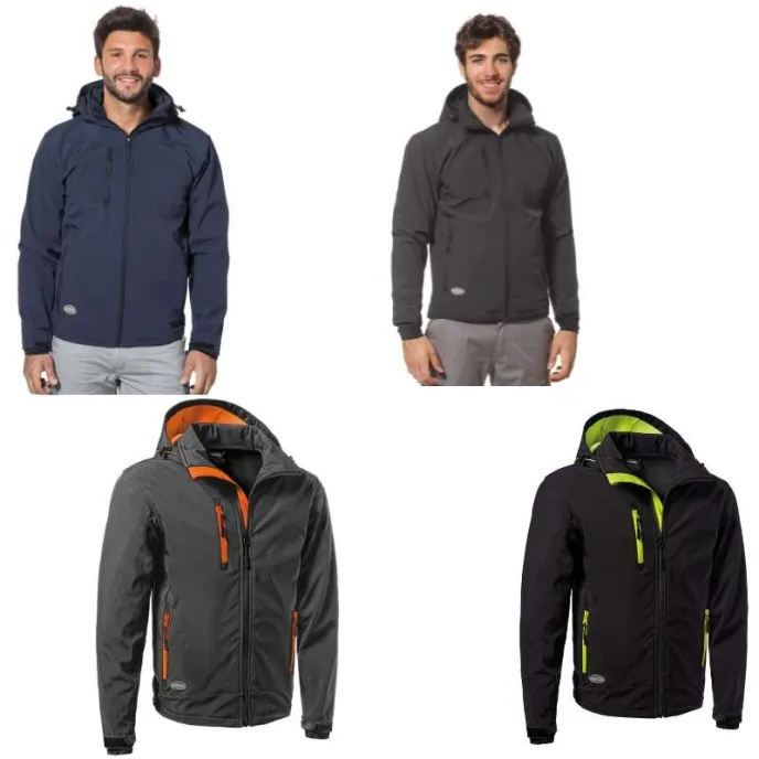 Giacca da lavoro Soft-Shell con cappuccio staccabili Multitasche Logica SLALOMCAP3-L