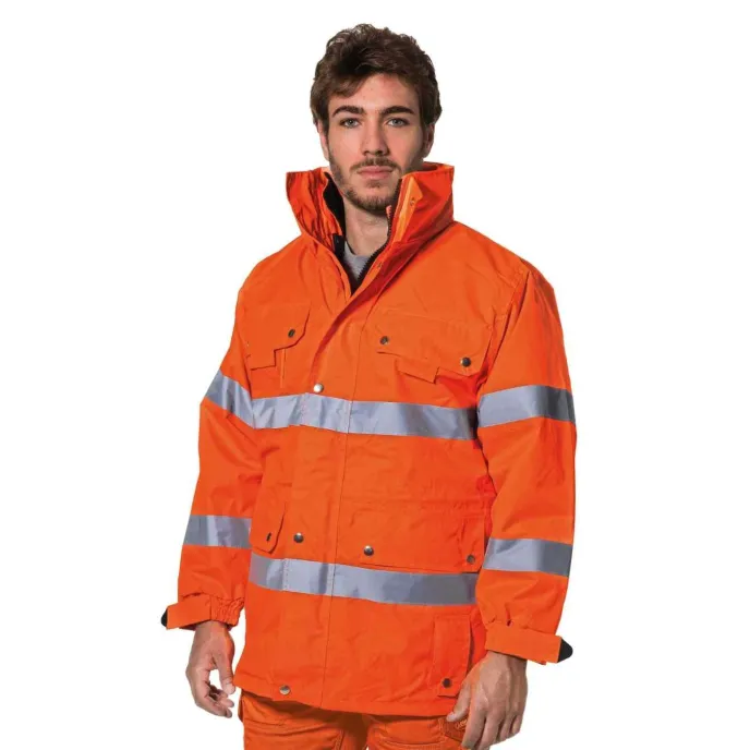 Giaccone da lavoro multitasche impermeabile antivento invernale alta visibilità Logica REGALHV/AR-L