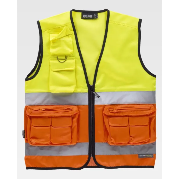 Gilet da Lavoro Multitasche Bicolore Alta Visibilità C4046 - Workteam