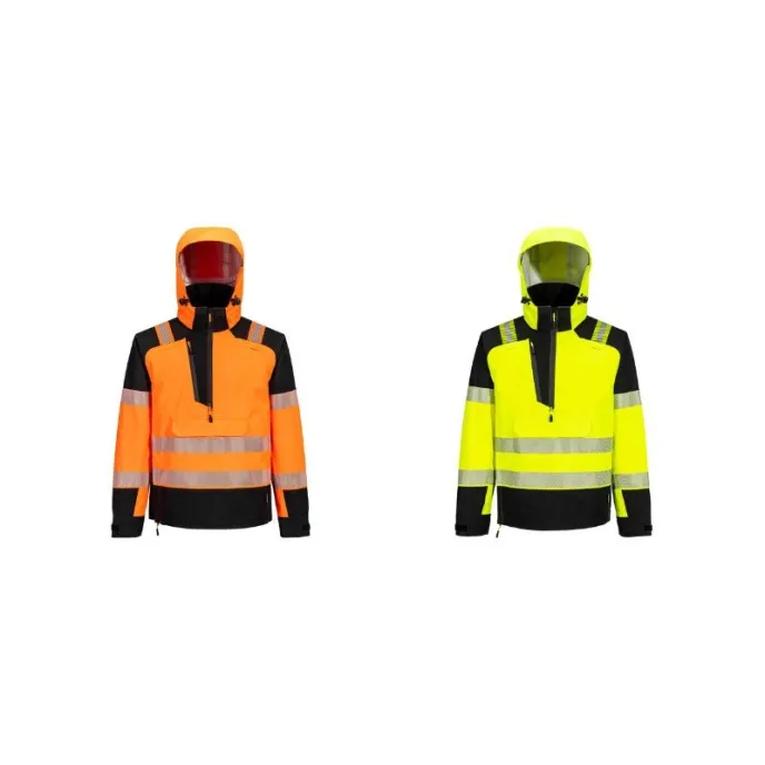 Giubbotto da Lavoro Alta Visibilità Multitasche Impermeabile Stretch con Cappuccio Portwest T161
