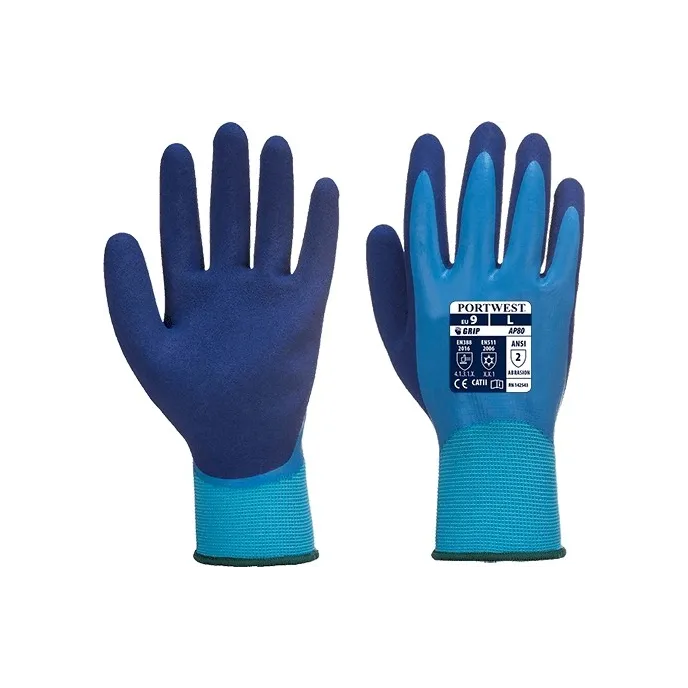 12 Paia - Guanti da lavoro Impermeabili e Antiscivolo in poliestere spalmati in schiuma di lattice - AP80 Portwest