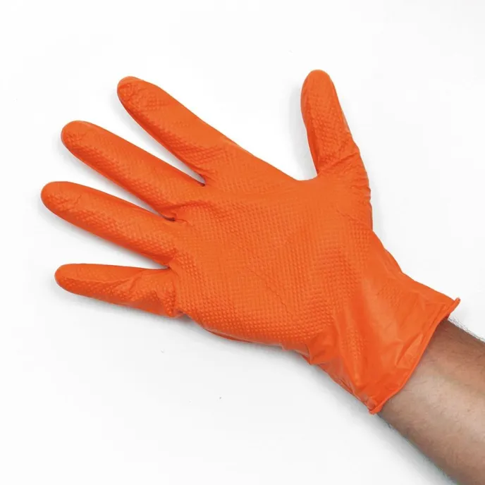 Guanti Monouso in nitrile per meccanici arancio - EKO GRIP - 50 pezzi