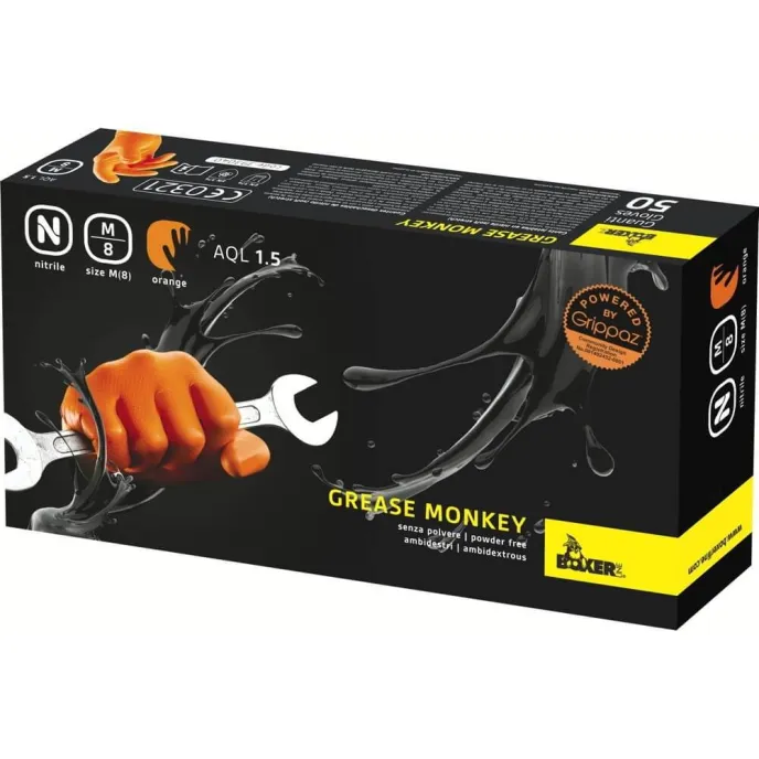 Guanti Monouso in Nitrile senza polvere Arancione - GREASE MONKEY