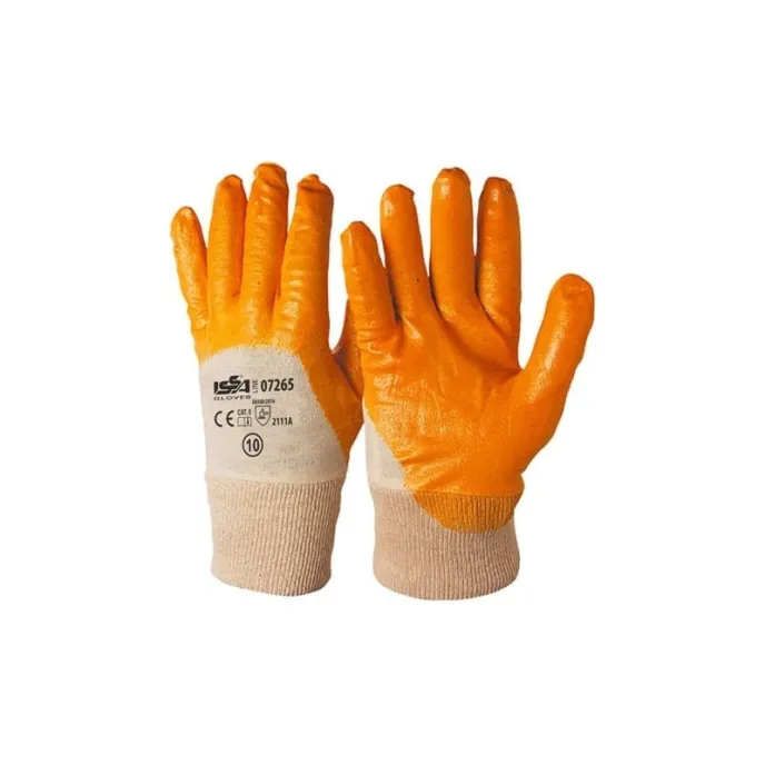 12 Paia - Guanti NBR in maglia con polsino Giallo - Dorso AREATO 07265