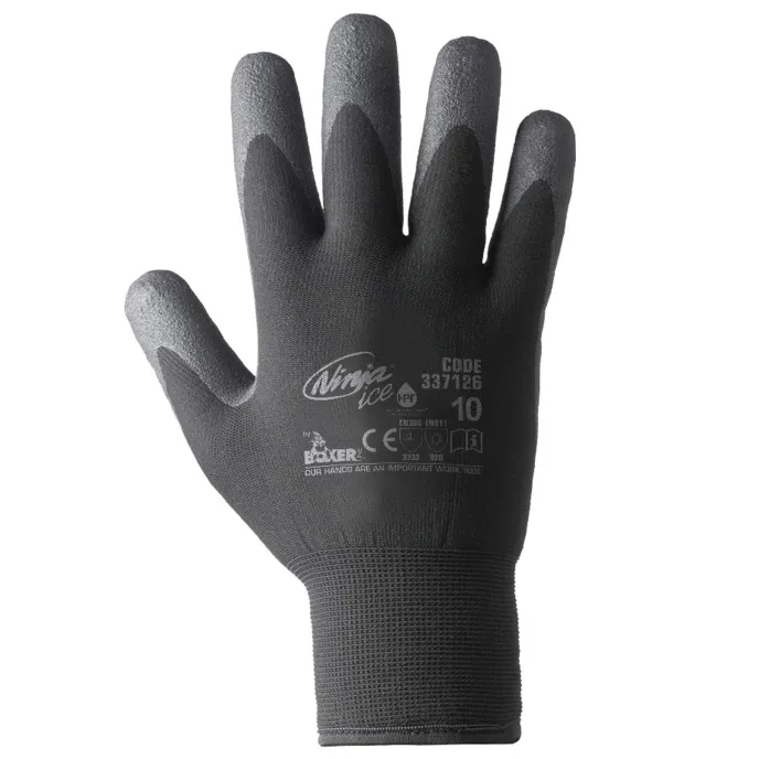 12 Paia - Guanti da lavoro Termici Invernali Impermeabili Antifreddo NINJA ICE spalmati in schiuma di Nitrile - 337126