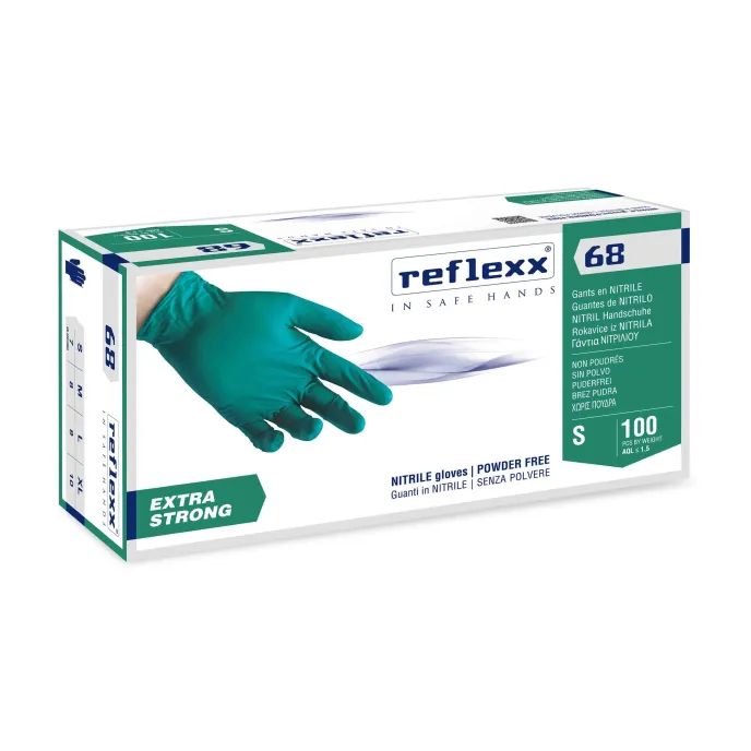 Guanti in Nitrile senza polvere Extra Strong Reflexx 68